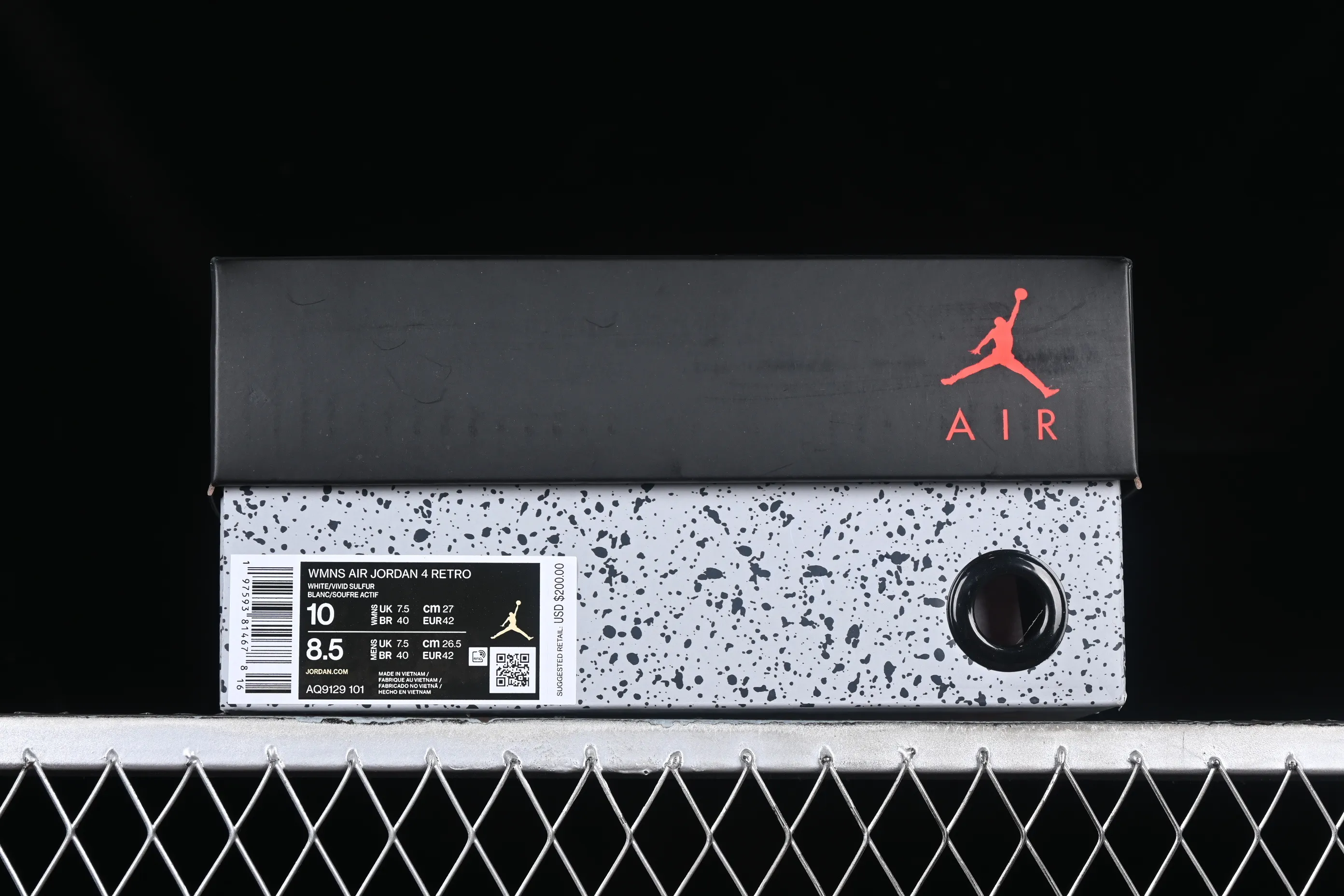 All categories Air Jordan Jordan series basketball shoes Air Jordan 4 L version Air Jordan 4 Retro "Vivid Sulfur" AJ4 Joe 4 White Thunder AQ9129-101